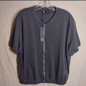 Kancy Kole Women's Short Sleeve Jacket Lightweight Zip up w Pockets Gray 2XL NWT